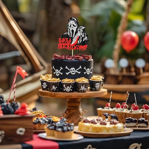 Horror Movie Cake Topper - Killer Birthday Theme Decor, Design 3