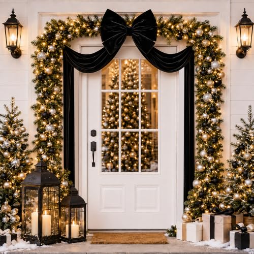 Giant Black Velvet Christmas Bow - Gothic Holiday Tree Topper & Decor