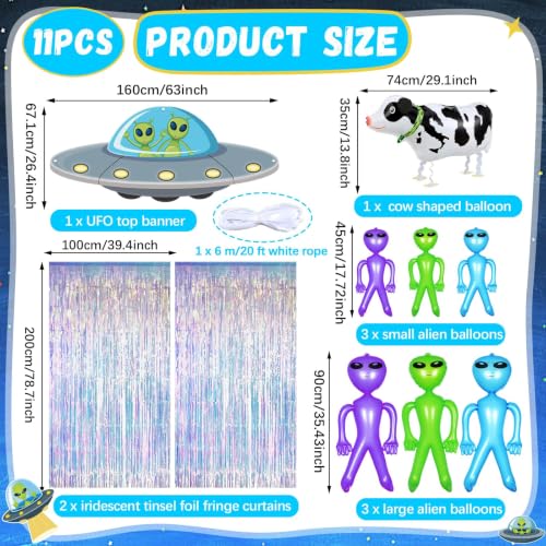 Alien Door Decorations with Tinsel Foil Fringe Curtains - Space Party Supplies