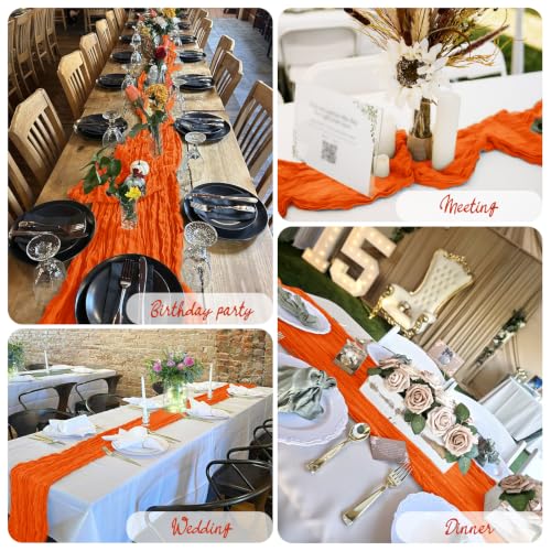 Orange Cheesecloth Table Runner 17x108 Inch - 10 Pack Boho Wedding Party Decor