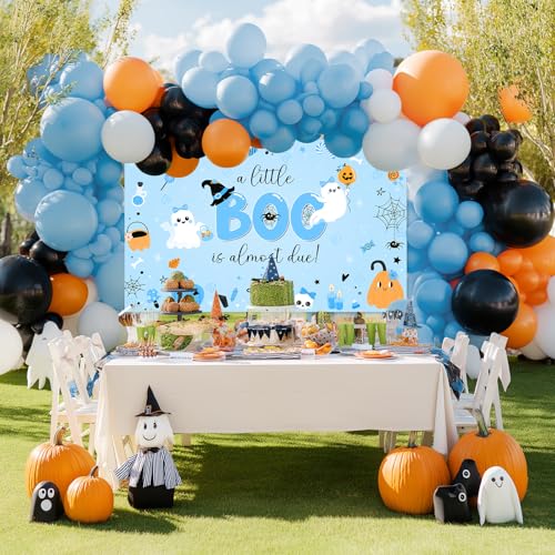 Avezano Blue Halloween Baby Shower Backdrop Banner 6x3.6ft