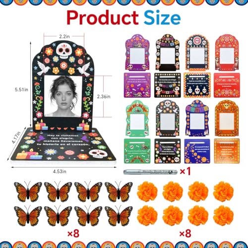 Dia de los Muertos Altar Kit with Photo Frames and Remembrance Sign - 26 Pieces