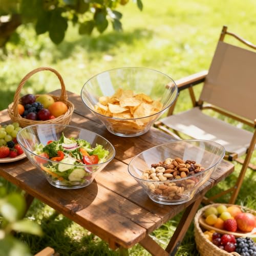 20 Oz Clear Plastic Party Bowls - Pack of 20, Food-Grade, Reusable & Disposable