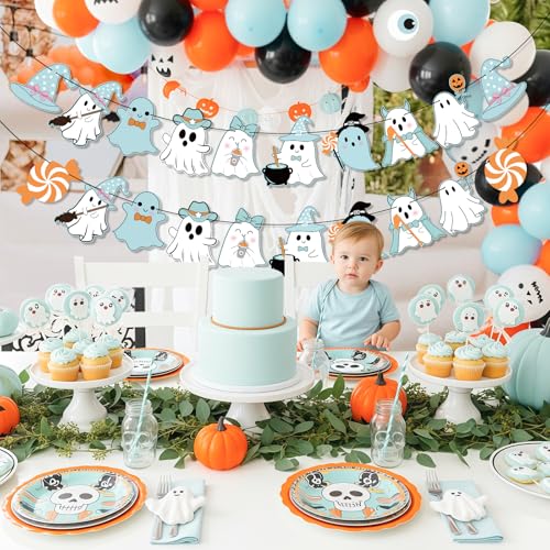 Blue Halloween Ghost Garland Set - 3 Pcs Festive Wall & Mantle Decorations