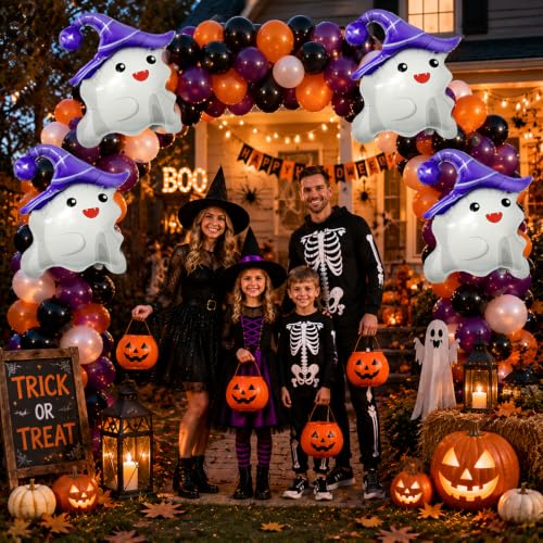 Halloween Ghost Balloons Set - 4 White Foil Party Decorations