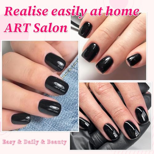Black Square Press On Nails Short Fake Nails with Glue & Tools - 240pcs