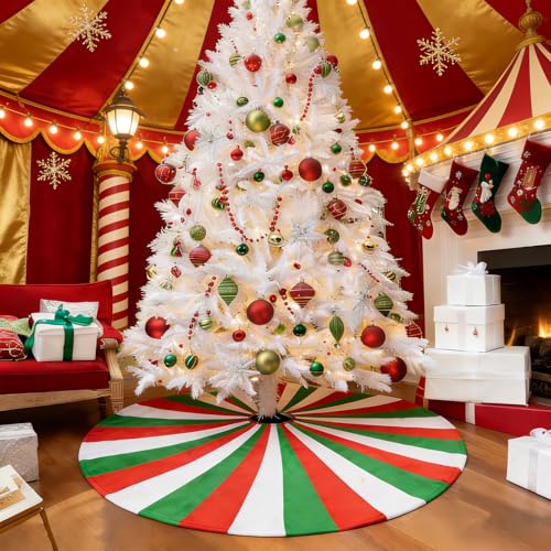 X-Large Green Peppermint Tree Skirt 48 Inch Lollipop Holiday Christmas Decor