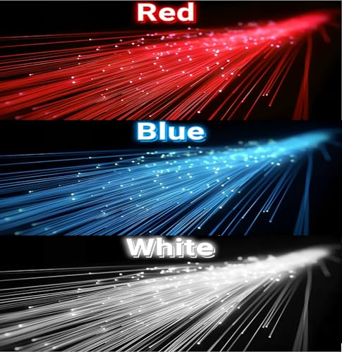 Glow Fiber Wand Set - 36 Pack Red Blue White Light Up Glow Sticks with 3 Flashing Modes for Parties and Events - Variation: Red Blue White