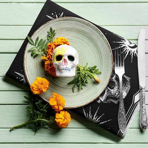 Halloween Skeleton Kitchen Towels - Black Skull Kiss Variation, 6 Pack