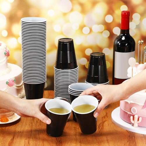 Black Disposable Cups 9oz Pack of 100 for Parties & Weddings - Yinkin