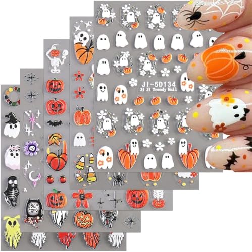 Halloween Nail Art Stickers Pumpkin Ghost Spider Web Self-Adhesive Set - Style16