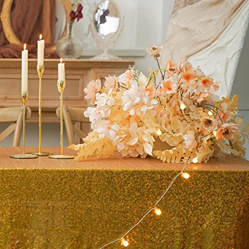 Gold Sequin Tablecloth 90x132 Inch Glitter Rectangular Table Cover - Gold / 132" x 90"