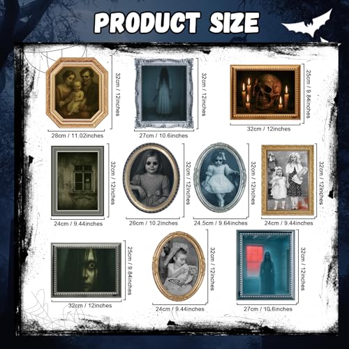 Halloween Wall Decor Set - 10 Creepy Spooky Poster Frames for Indoor Halloween Party