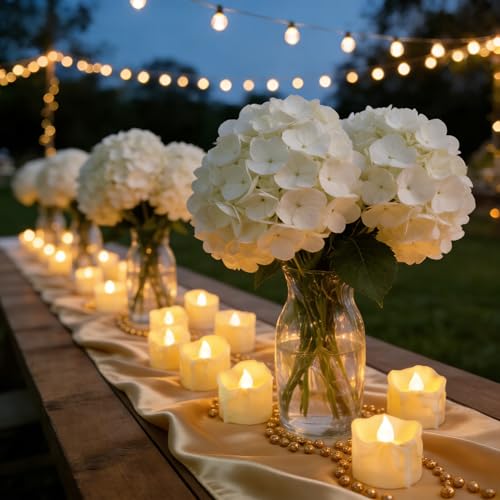 48 Pack Battery Operated Flameless LED Tea Lights with Timer - Flickering Votive Candles for Indoor & Outdoor Holiday Decor - Variation of Timer Tea Lights-C 48PCS