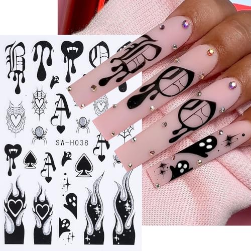Halloween Nail Art Stickers Decals 3D Skeleton Bat Ghost Set - halloween style4