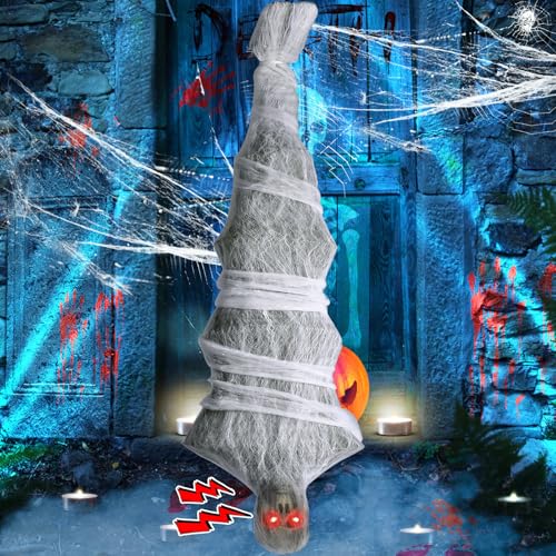 72 Inch Halloween Hanging Corpse Prop with LED Lighted Eyes & Spooky Sound Effects