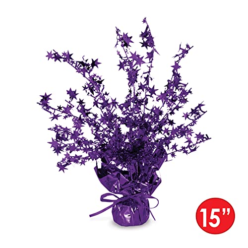 Star Gleam 'N Burst Centerpieces - Purple / 2 Piece 15-Inch Table Decor for Parties