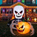 7FT Halloween Skeleton Reaper Inflatable with Jack-o'-Lantern & LED Lights — Outdoor Yard Decor