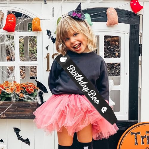 Halloween Birthday Boo Sash for Kids & Adults - 63 Inch Satin Party Accessory