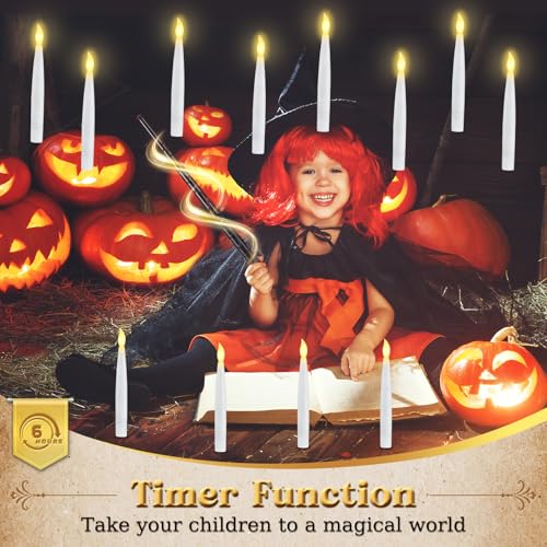 Flameless Floating Candles with Remote & Timer - Halloween & Holiday Decor, 12PCS