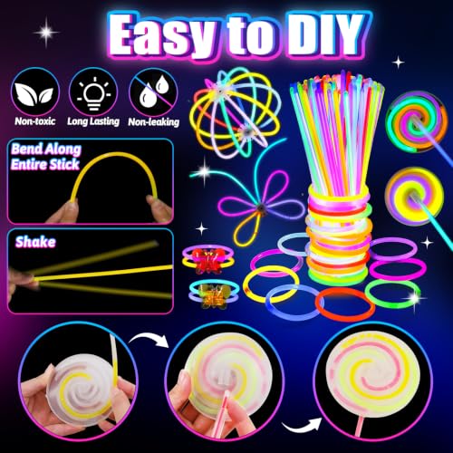 Glow in the Dark Party Supplies Kit for Kids & Adults Neon Decorations