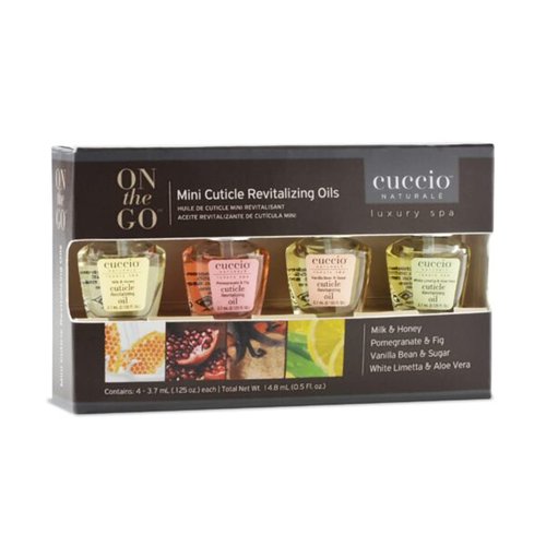 Cuccio Naturale Mini Cuticle Revitalizing Oils - Winter Hydration Repair for Dry Cuticles & Nails | Paraben-Free Spa Fragrances, 4 Pc Set