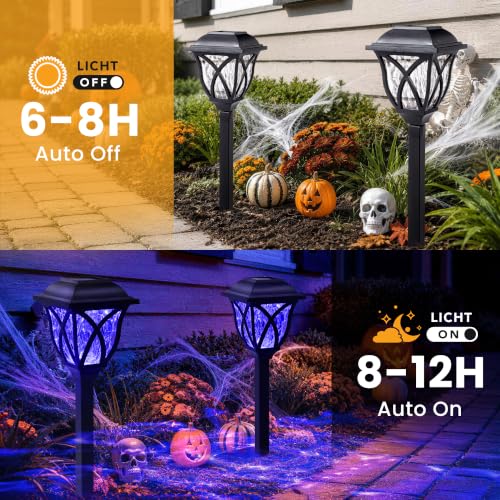 GIGALUMI Solar Halloween Pathway Lights 6 Pack - Purple Outdoor Decor
