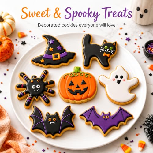 Halloween Cookie Cutter Set 7 Pieces Ghost Bat Pumpkin Cat Witch Hat Spider Food Grade Stainless Steel