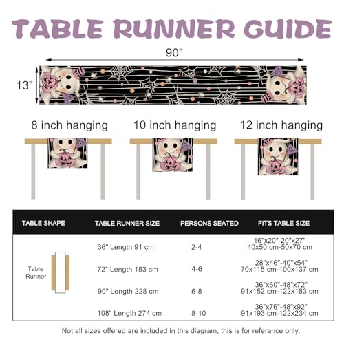 Halloween Spooky Ghost Boo Table Runner 13''x90'' Pink Jack O - Croar