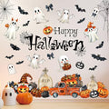 Halloween Wall Decals Set - Spooky Ghost Pumpkin Bat Spider Web Stickers for Home & Party Decor