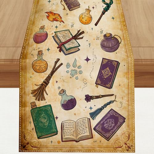 Halloween Table Runner 13x48 Inch - Spooky Kitchen Dining Decor, Reusable Polyester