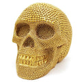 Gold Skull Statue Decor Halloween Gothic Resin Figurine - Large 8.7 Inch