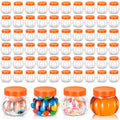 60 Pack Halloween Pumpkin Candy Jars - 5 oz Plastic Containers with Lids, Orange - Fall & Thanksgiving Decor