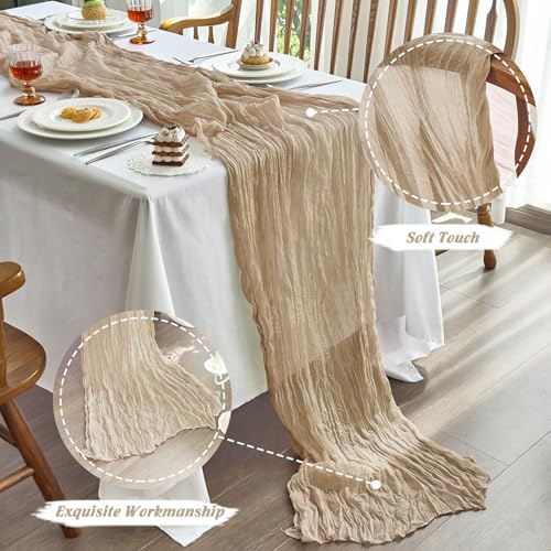 Nude Cheesecloth Table Runner 10ft Pack for Birthday Party & Home Decor - IVAPUPU