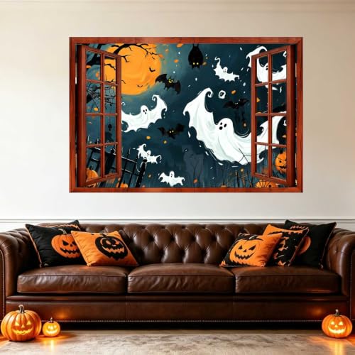 Halloween Ghost and Bat Wall Decals - Peel and Stick Halloween Decorations