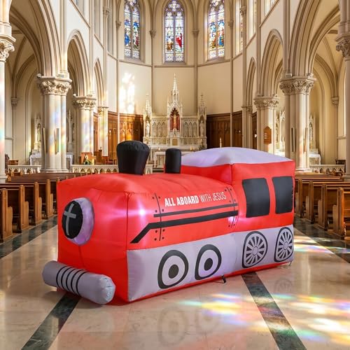 Inflatable Train Decorations for Party & Outdoor Events - 5 ft Tall, Weather-Resistant, LED Lighted Display