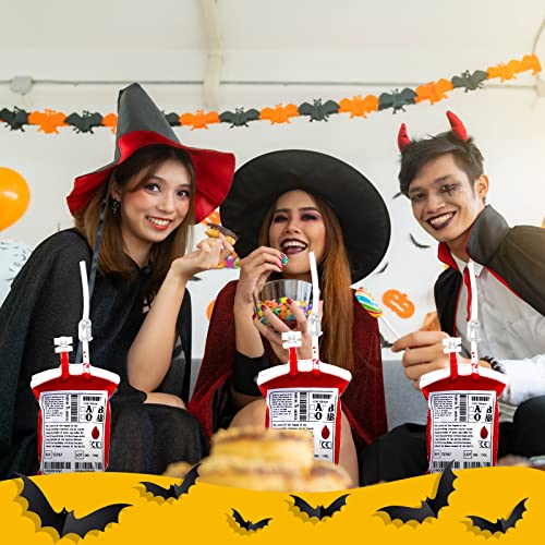 Halloween Blood Bags with Syringes Party Supplies for Drinks - 24 Pieces