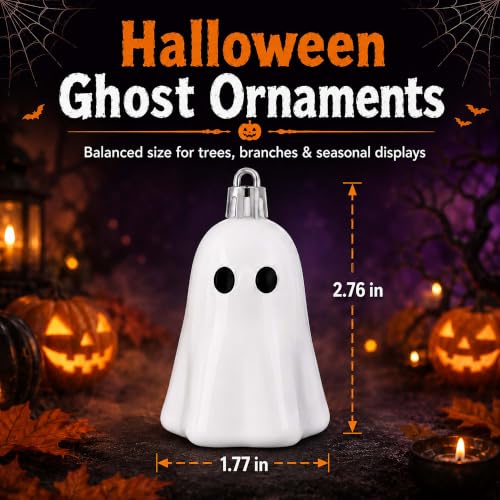 Halloween Ghost Tree Decorations - Spooky White Ghost Ornaments, Set of 24 (Variation: Ghost)