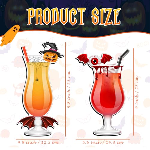 Halloween Fridge Magnets Set - Fruit Drink & Bat Door Decor