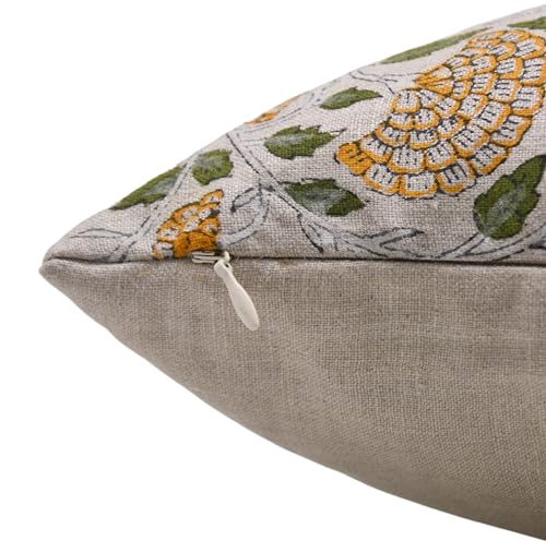 24x24 Inch Handmade Linen Pillow Cover Cushion Case Farmhouse Decor Yellow