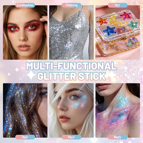Green Body Glitter Stick for Face Hair & Body Sparkle - Festive Makeup