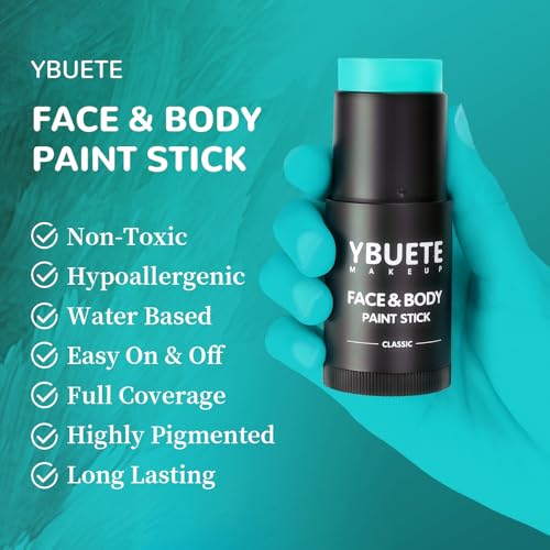 Teal Face & Body Painting Stick for Halloween & Cosplay - Full Coverage Makeup