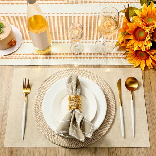 Gold Table Runner & Napkin Ring Set - 19 Piece Dining Accessories