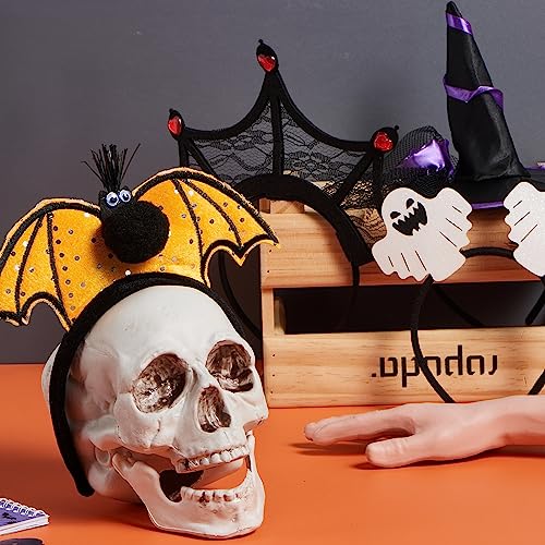 Halloween Headbands 6 Pack Pumpkin Bat Witch Ghost Spider Web Costume Accessories