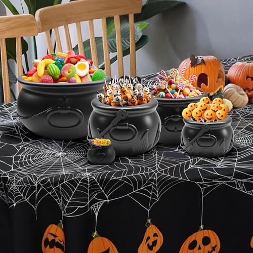 Halloween Cauldron Set with Mini Buckets - 10 Pieces, Plastic Witch Decor