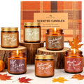 Amber Fall Candles Set - 6 Scented Autumn Soy Candles, 180 Hours Burn Time