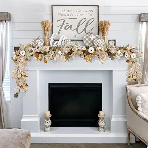 Autumn Maple Leaf Garlands - 2 Pack 6Ft Rustic Fall Decorations for Home