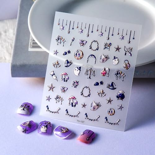 Halloween Ghost Nail Art Stickers 5D Embossed Self-Adhesive Manicure Decals - Halloween Nail Wraps - Ghost Design