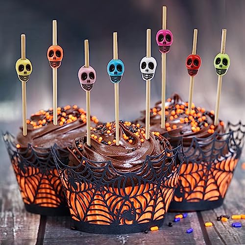 Halloween Skeleton Drink Toppers 150pcs Colorful Cocktail Picks for Drinks & Desserts