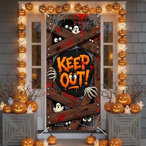 Halloween Door Cover Banner - 35.5x72 Inch Spooky Halloween Decor for Front Door